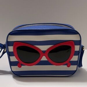 Kate Spade Blue and White Striped Crossbody Bag